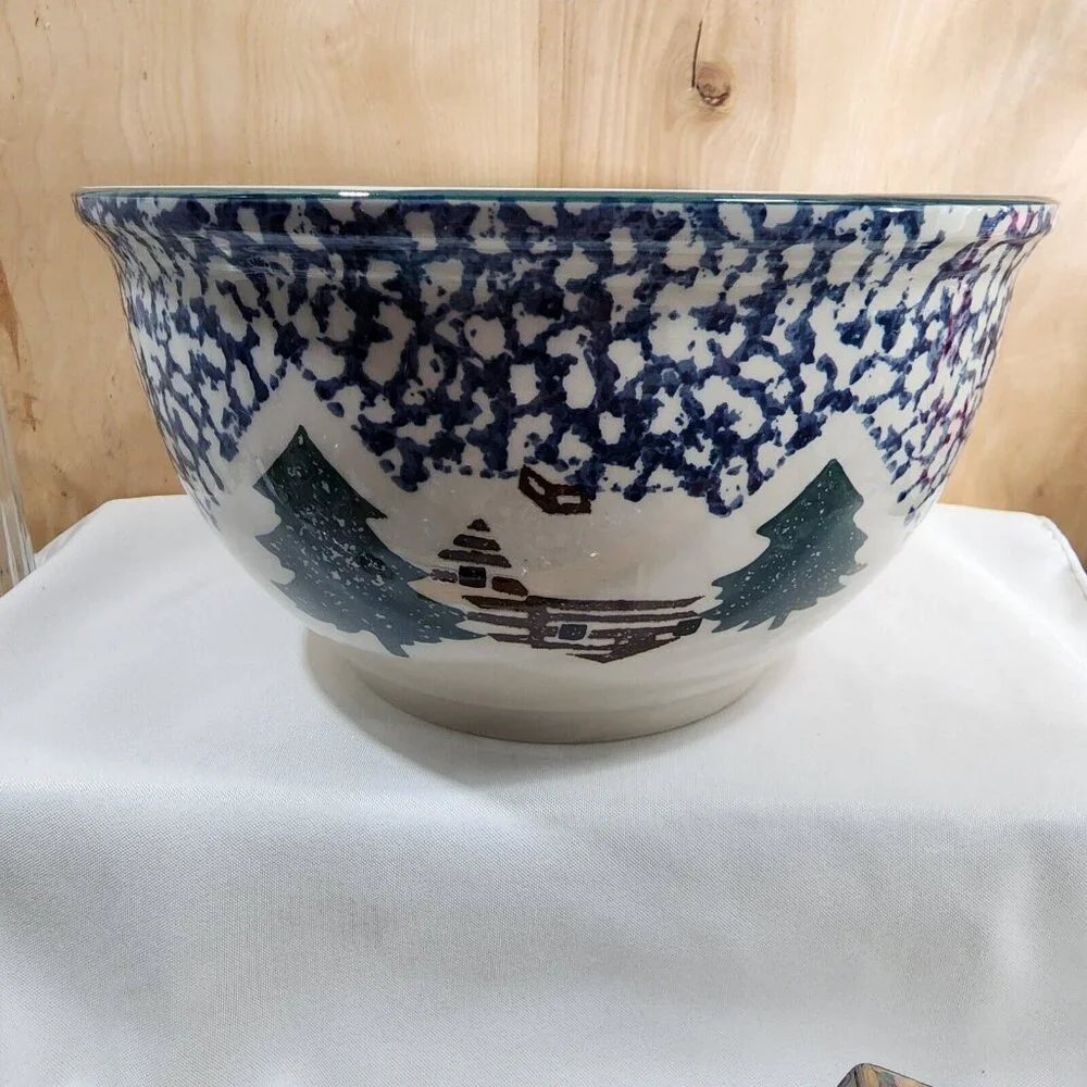 Folk Craft Cabin In Snow Mixing Serving Bowl 10.5" oven dishwasher microwave saf - Picture 8 of 11